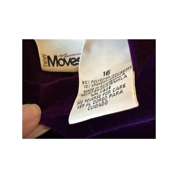 Vintage Purple Velvet Long Sleeve Mini Dress 16 - Picture 2 of 4